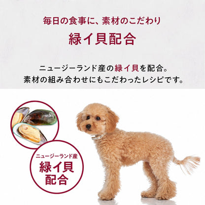 ニュージーランド産の緑イ貝を配合。素材の組み合わせにもこだわったエアドライのレシピ。